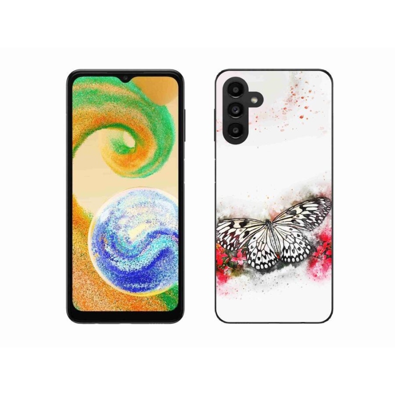 Gelový kryt mmCase na mobil Samsung Galaxy A04s (164.7x76.7x9.1mm) - černobílý motýl