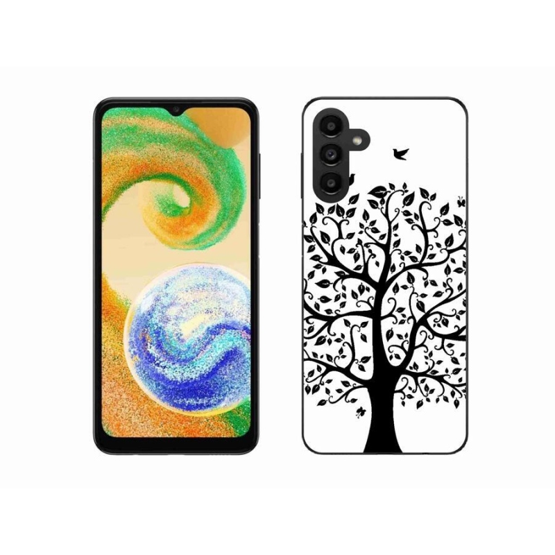 Gelový kryt mmCase na mobil Samsung Galaxy A04s (164.7x76.7x9.1mm) - černobílý strom