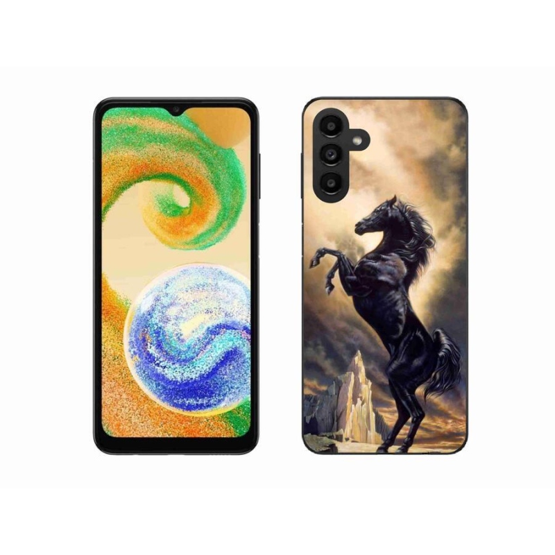 Gelový kryt mmCase na mobil Samsung Galaxy A04s (164.7x76.7x9.1mm) - černý kreslený kůň