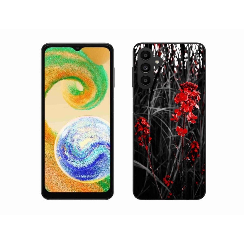 Gelový kryt mmCase na mobil Samsung Galaxy A04s (164.7x76.7x9.1mm) - červená rostlina