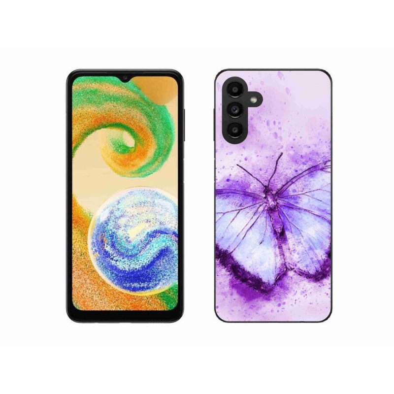 Gelový kryt mmCase na mobil Samsung Galaxy A04s (164.7x76.7x9.1mm) - fialový motýl