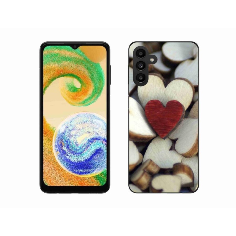 Gelový kryt mmCase na mobil Samsung Galaxy A04s (164.7x76.7x9.1mm) - gravírované červené srdce