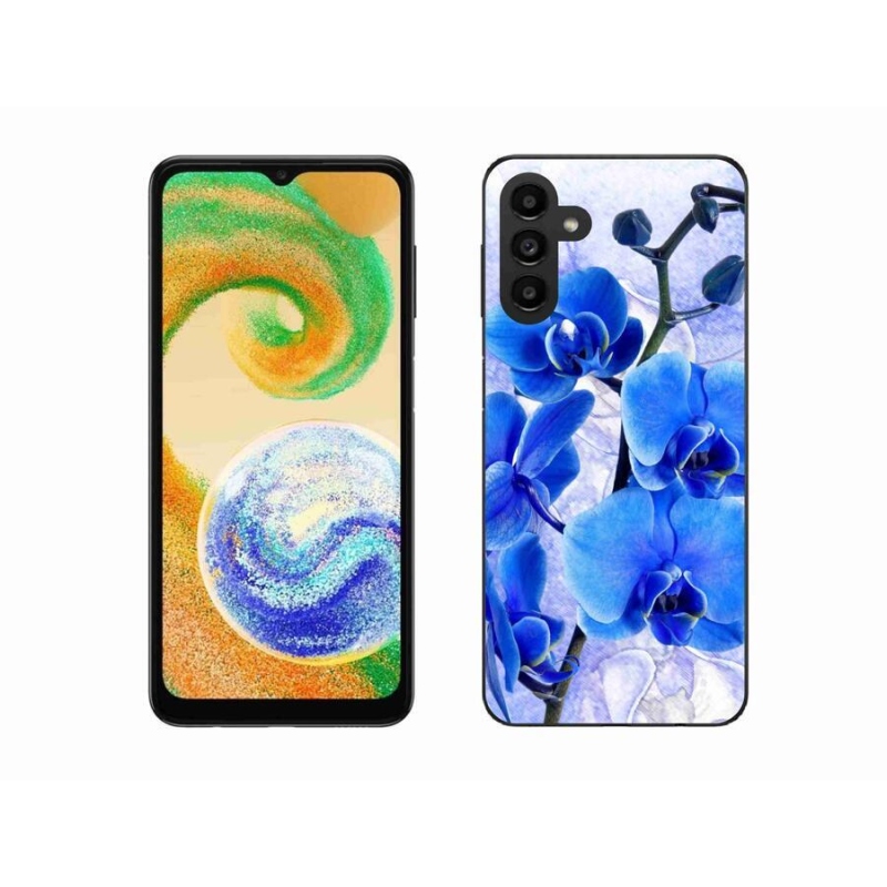 Gelový kryt mmCase na mobil Samsung Galaxy A04s (164.7x76.7x9.1mm) - modré květy