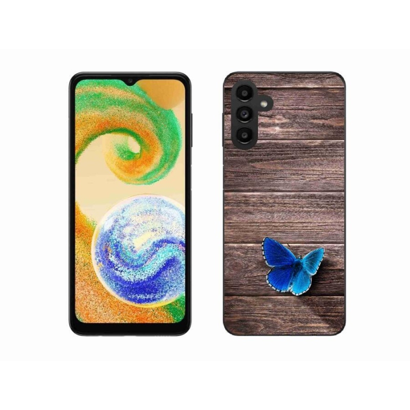 Gelový kryt mmCase na mobil Samsung Galaxy A04s (164.7x76.7x9.1mm) - modrý motýl 1