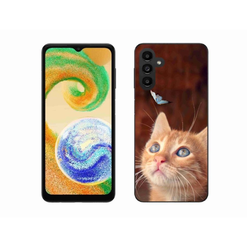 Gelový kryt mmCase na mobil Samsung Galaxy A04s (164.7x76.7x9.1mm) - motýl a kotě