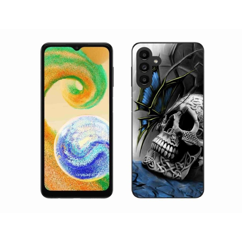Gelový kryt mmCase na mobil Samsung Galaxy A04s (164.7x76.7x9.1mm) - motýl a lebka