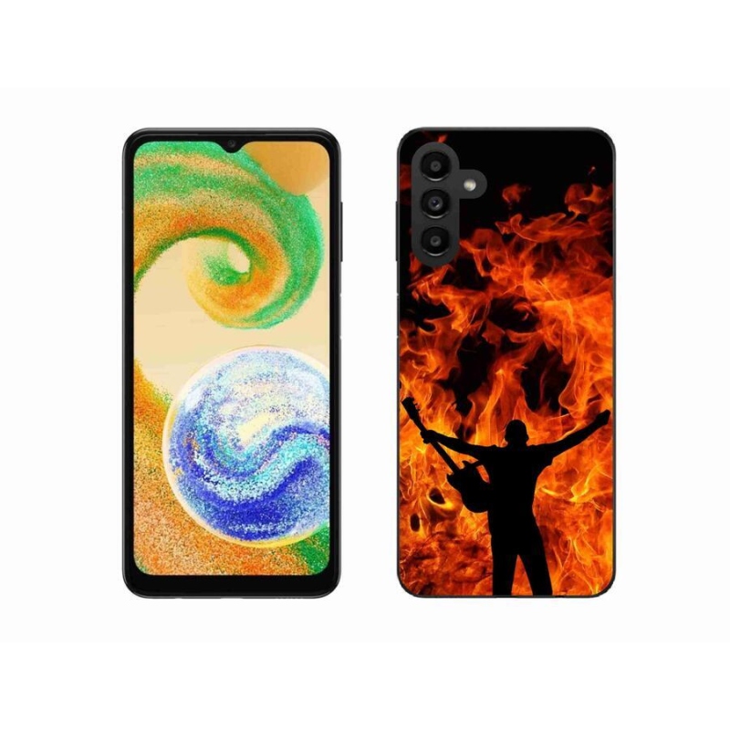 Gelový kryt mmCase na mobil Samsung Galaxy A04s (164.7x76.7x9.1mm) - muzikant a oheň