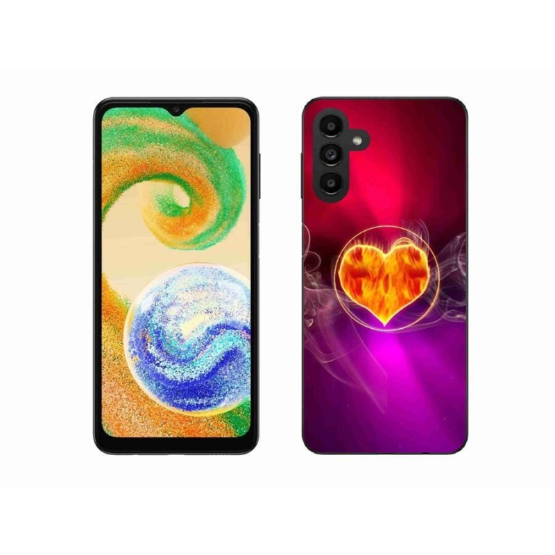Gelový kryt mmCase na mobil Samsung Galaxy A04s (164.7x76.7x9.1mm) - ohnivé srdce