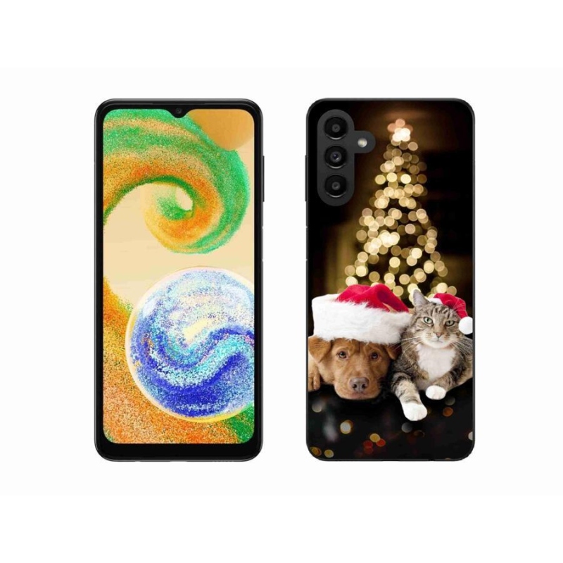 Gelový kryt mmCase na mobil Samsung Galaxy A04s (164.7x76.7x9.1mm) - vánoční pes a kočka