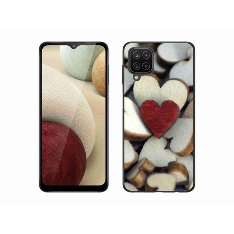 Gelový kryt mmCase na mobil Samsung Galaxy A12 - gravírované červené srdce