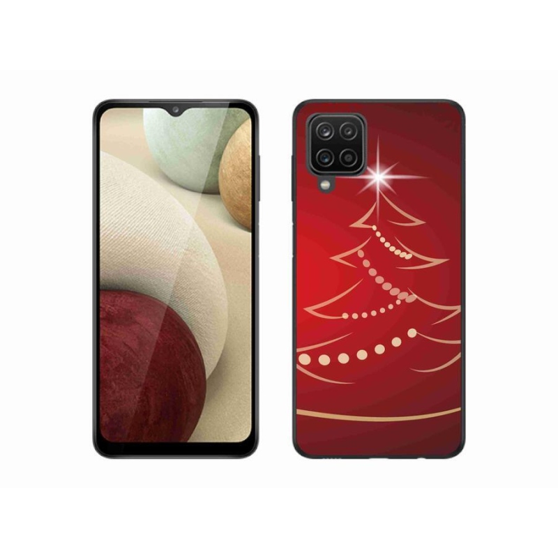Gelový kryt mmCase na mobil Samsung Galaxy A12 - kreslený vánoční stromek