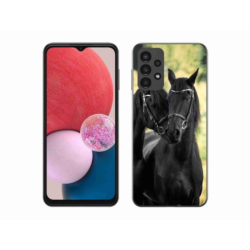 Gelový kryt mmCase na mobil Samsung Galaxy A13 4G - dva černí koně