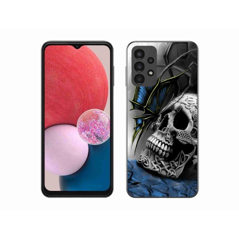 Gelový kryt mmCase na mobil Samsung Galaxy A13 4G - motýl a lebka