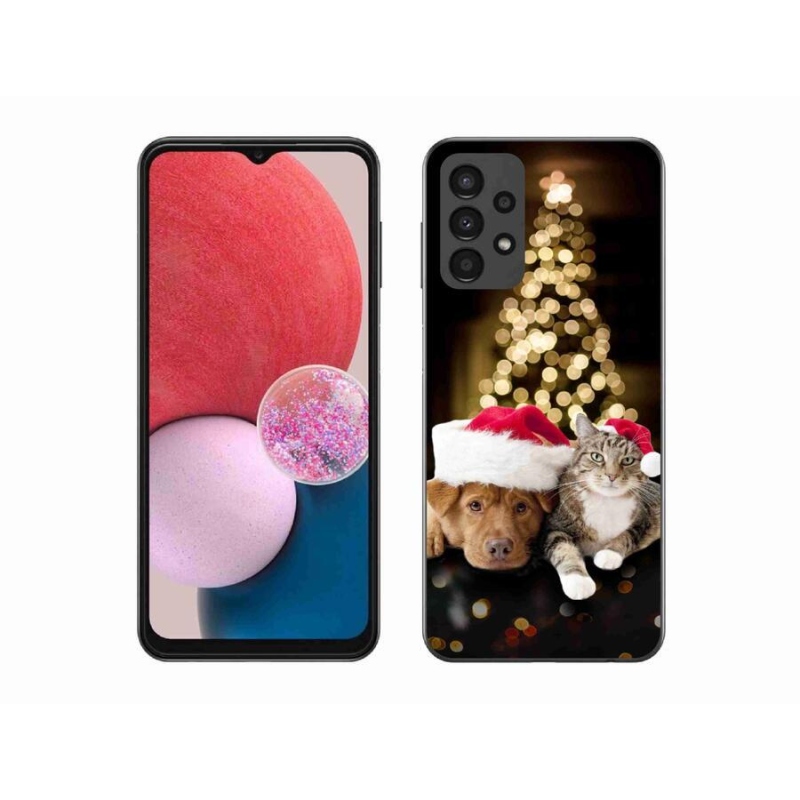 Gelový kryt mmCase na mobil Samsung Galaxy A13 4G - vánoční pes a kočka