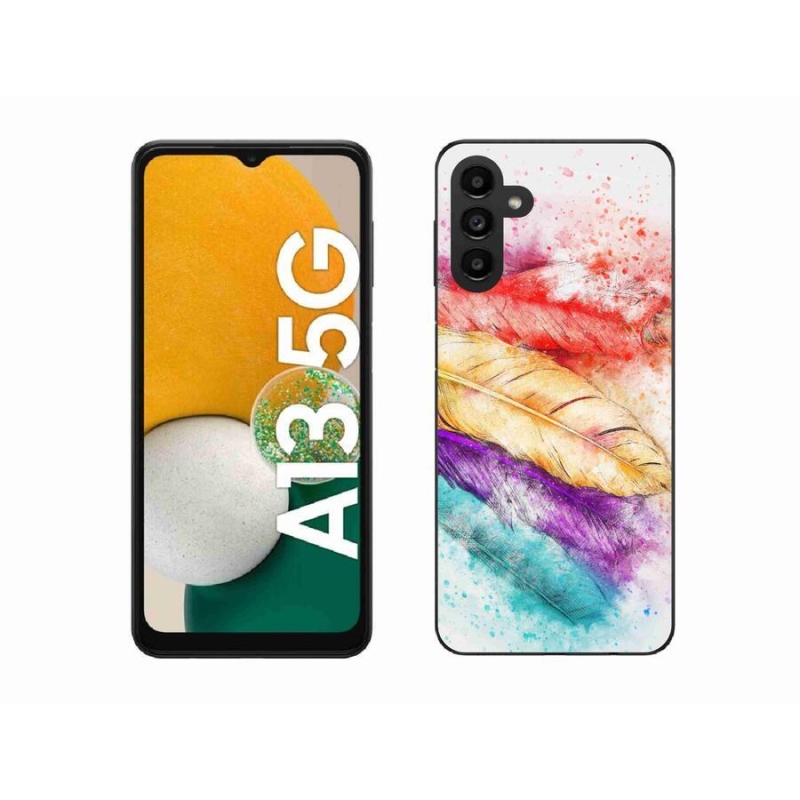 Gelový kryt mmCase na mobil Samsung Galaxy A13 5G - barevné peří