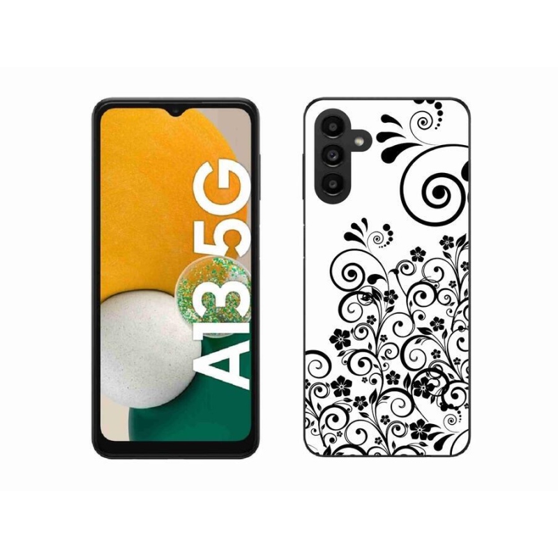 Gelový kryt mmCase na mobil Samsung Galaxy A13 5G - černobílé květinové vzory
