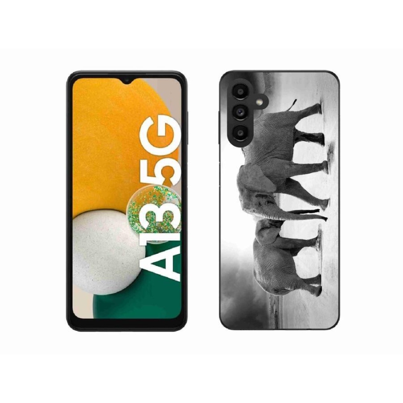 Gelový kryt mmCase na mobil Samsung Galaxy A13 5G - černobílí sloni