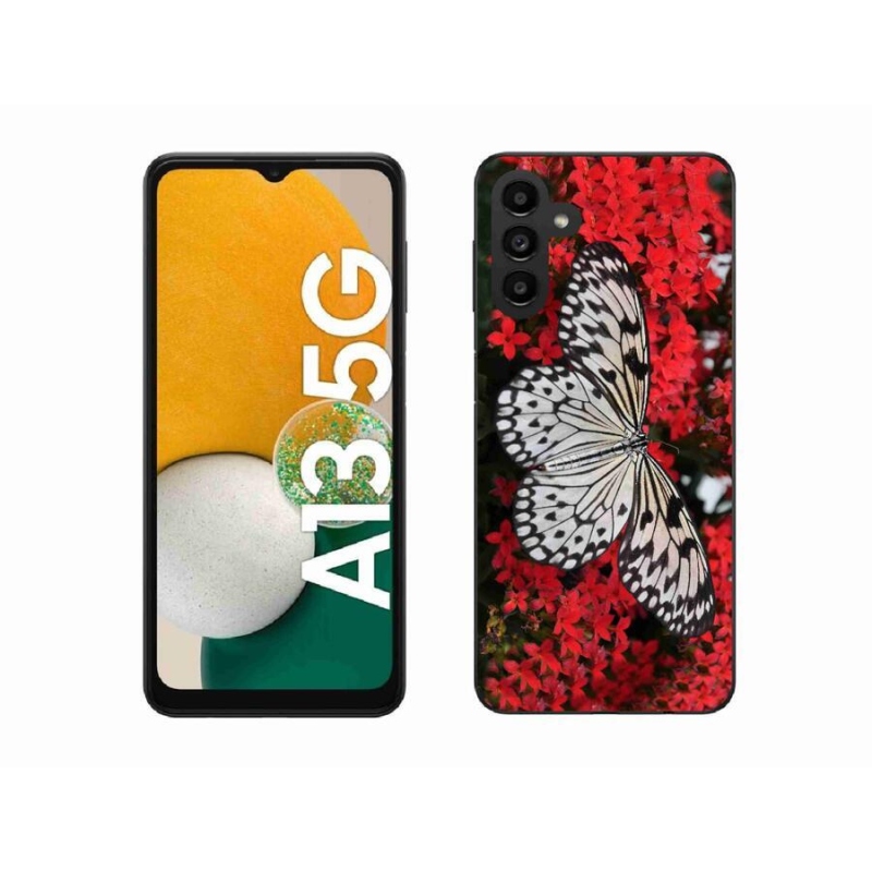 Gelový kryt mmCase na mobil Samsung Galaxy A13 5G - černobílý motýl 1