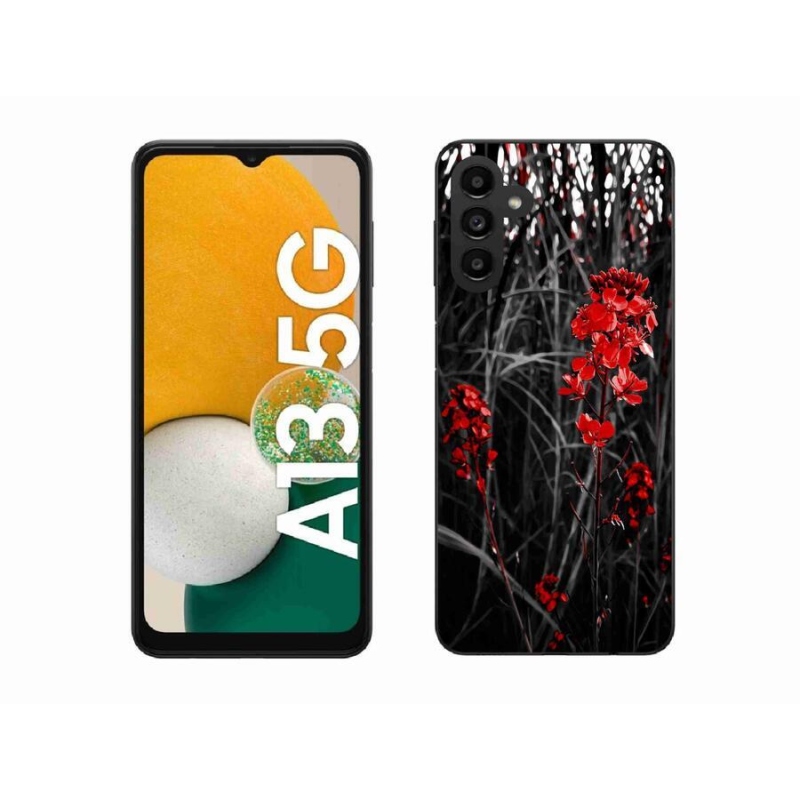 Gelový kryt mmCase na mobil Samsung Galaxy A13 5G - červená rostlina