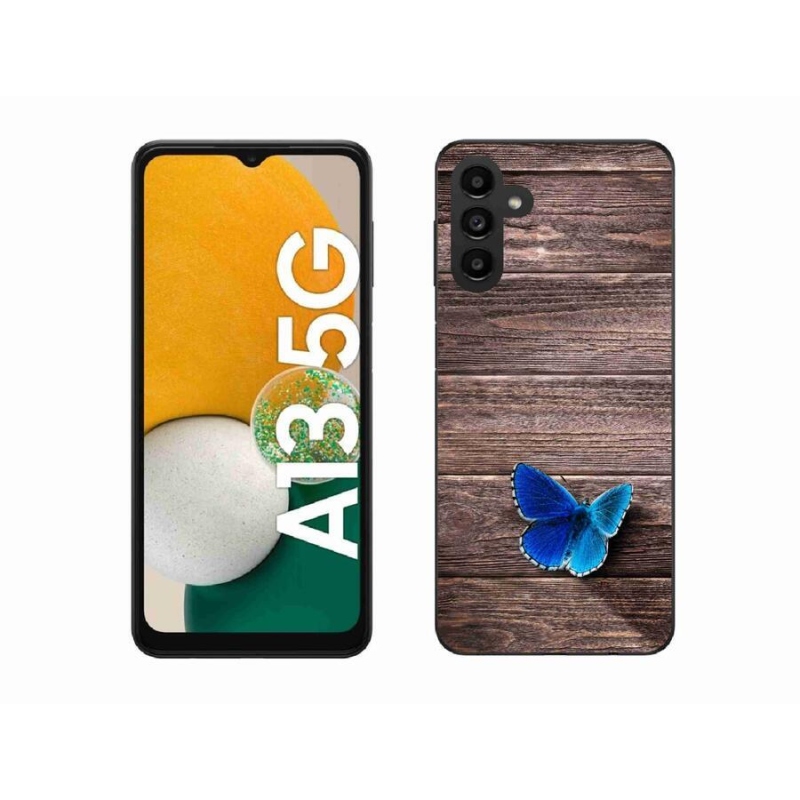 Gelový kryt mmCase na mobil Samsung Galaxy A13 5G - modrý motýl 1