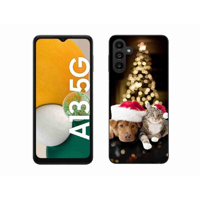 Gelový kryt mmCase na mobil Samsung Galaxy A13 5G - vánoční pes a kočka