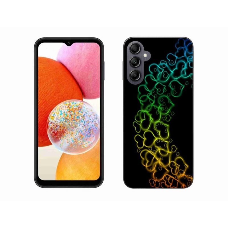 Gelový kryt mmCase na mobil Samsung Galaxy A14 4G/5G - barevná srdíčka