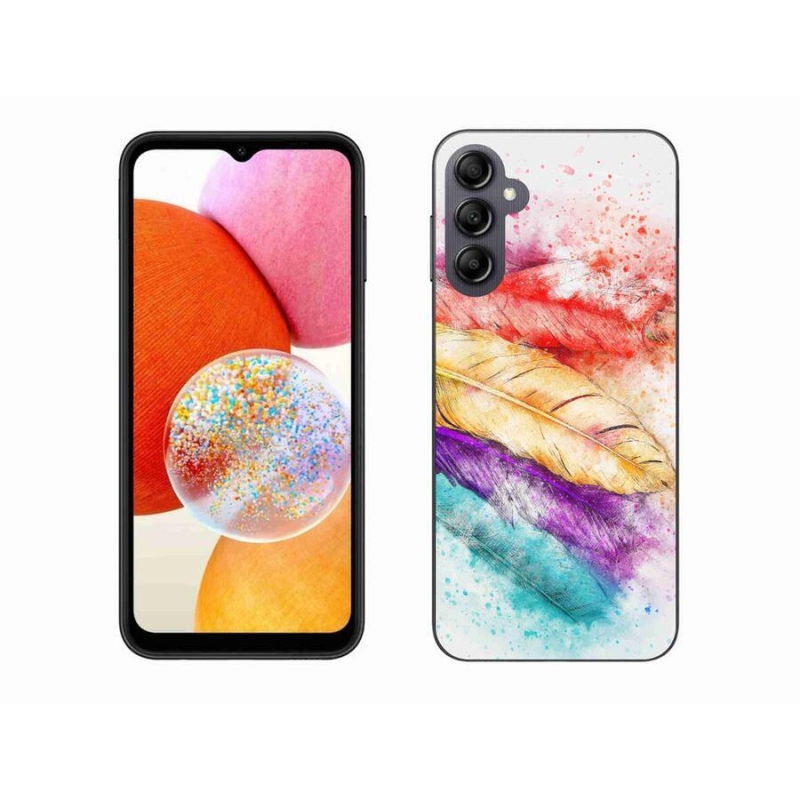 Gelový kryt mmCase na mobil Samsung Galaxy A14 4G/5G - barevné peří