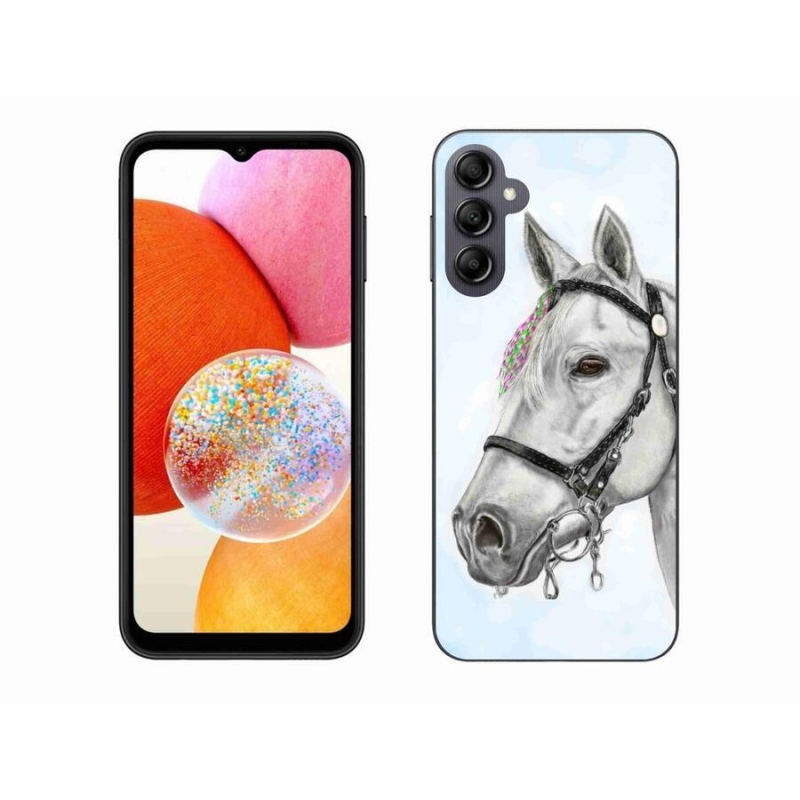 Gelový kryt mmCase na mobil Samsung Galaxy A14 4G/5G - bílý kůň 1