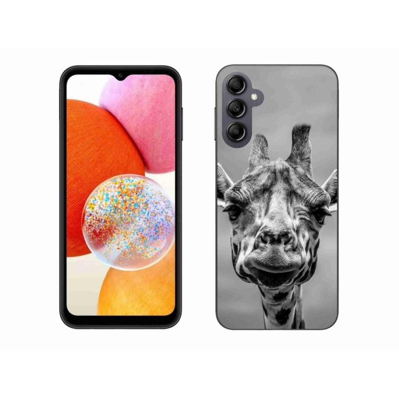 Gelový kryt mmCase na mobil Samsung Galaxy A14 4G/5G - černobílá žirafa