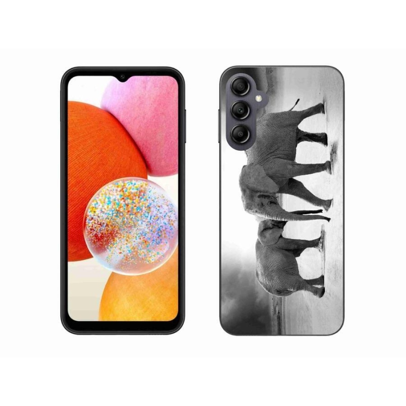 Gelový kryt mmCase na mobil Samsung Galaxy A14 4G/5G - černobílí sloni