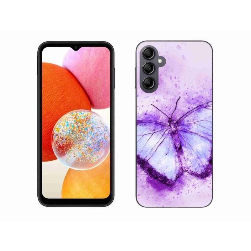 Gelový kryt mmCase na mobil Samsung Galaxy A14 4G/5G - fialový motýl