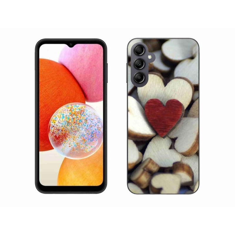 Gelový kryt mmCase na mobil Samsung Galaxy A14 4G/5G - gravírované červené srdce