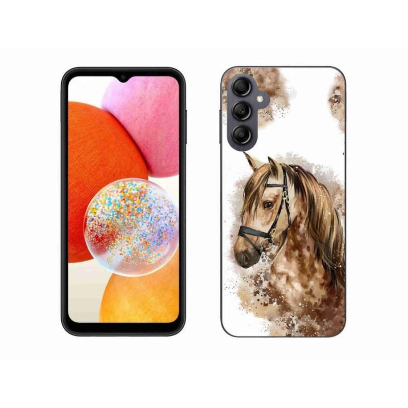 Gelový kryt mmCase na mobil Samsung Galaxy A14 4G/5G - hnědý kreslený kůň
