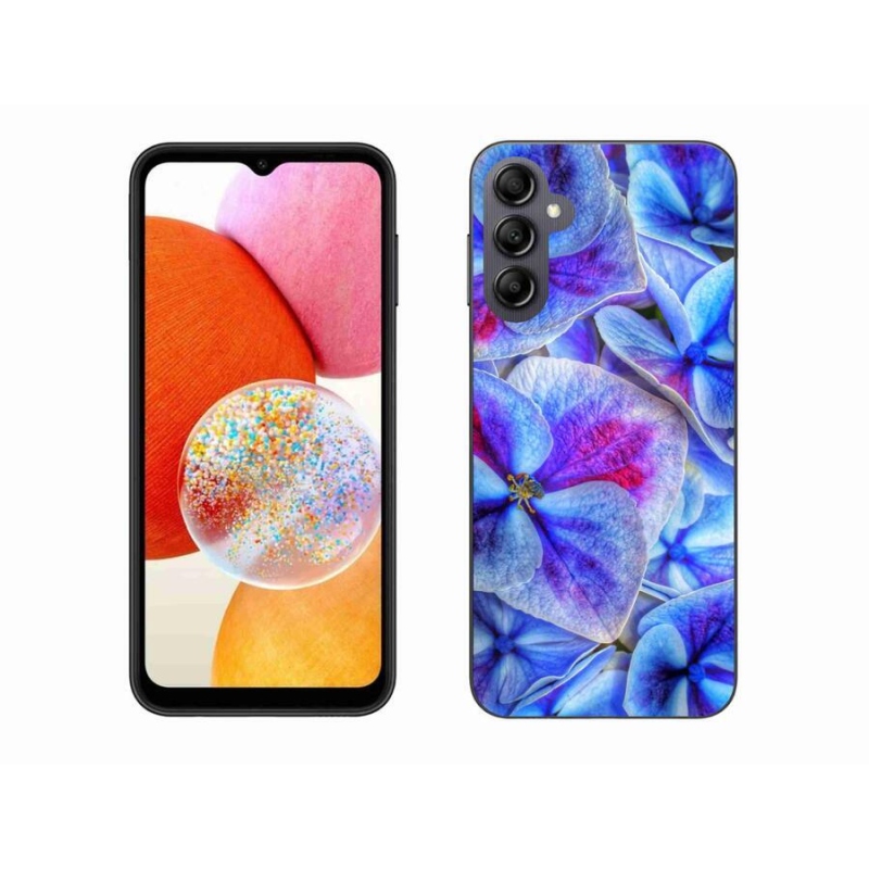 Gelový kryt mmCase na mobil Samsung Galaxy A14 4G/5G - modré květy 1