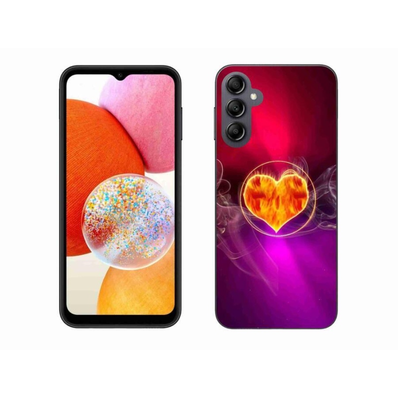 Gelový kryt mmCase na mobil Samsung Galaxy A14 4G/5G - ohnivé srdce