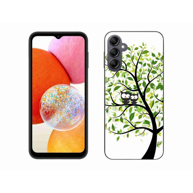Gelový kryt mmCase na mobil Samsung Galaxy A14 4G/5G - sovičky na stromě