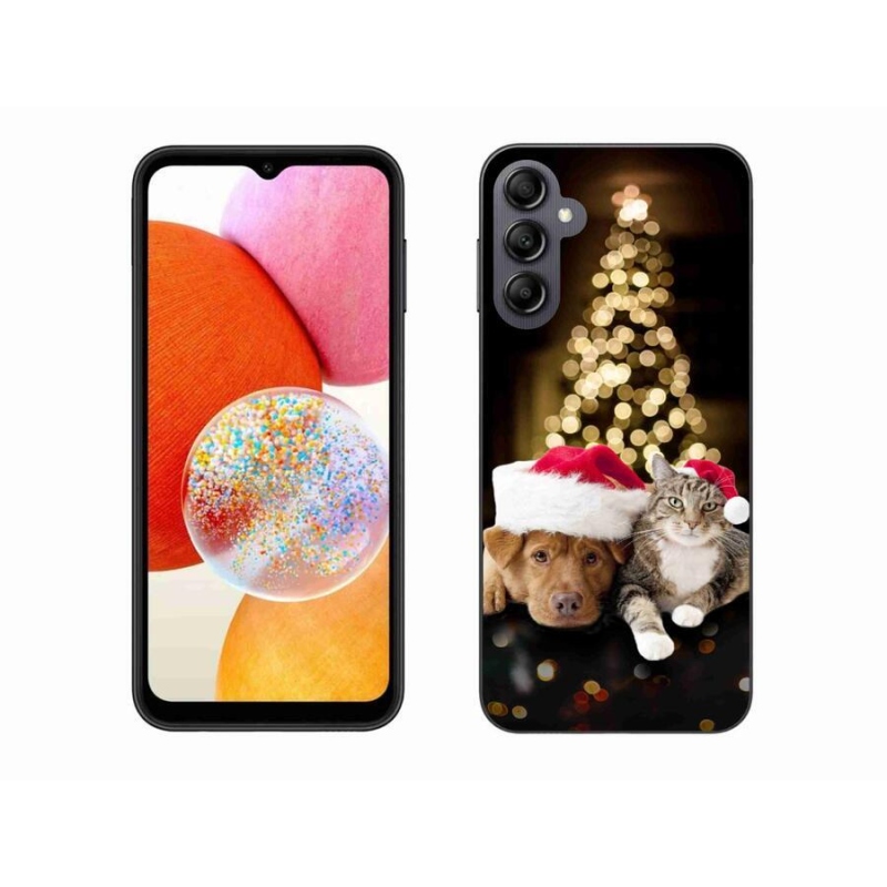 Gelový kryt mmCase na mobil Samsung Galaxy A14 4G/5G - vánoční pes a kočka