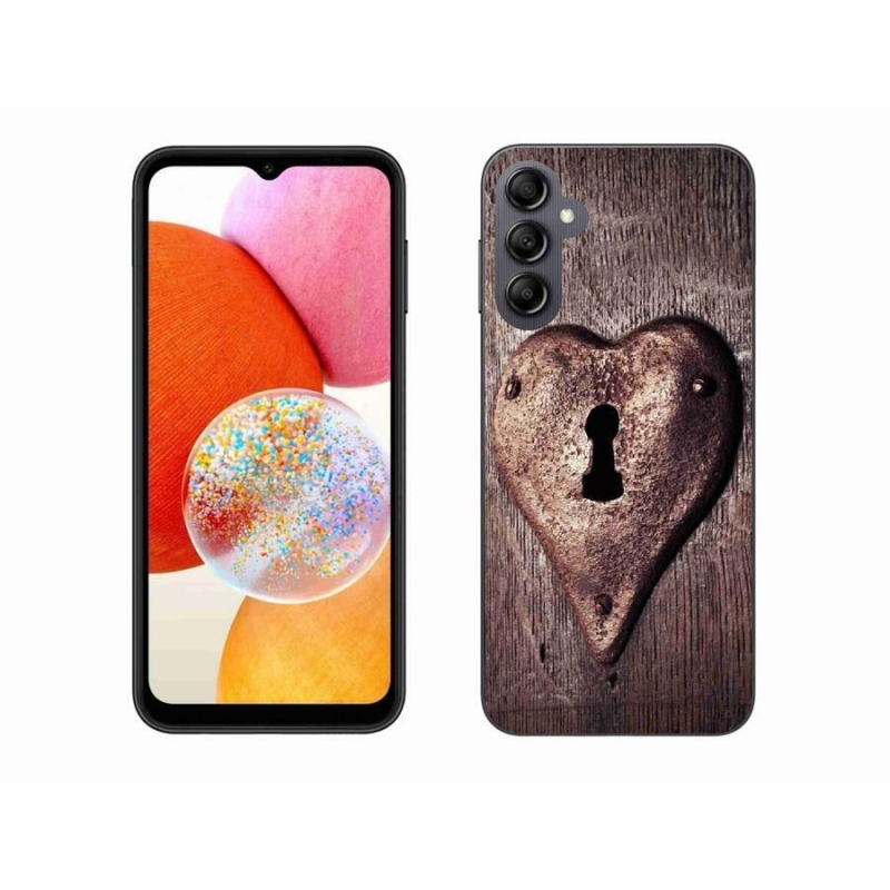 Gelový kryt mmCase na mobil Samsung Galaxy A14 4G/5G - zámek ve tvaru srdce