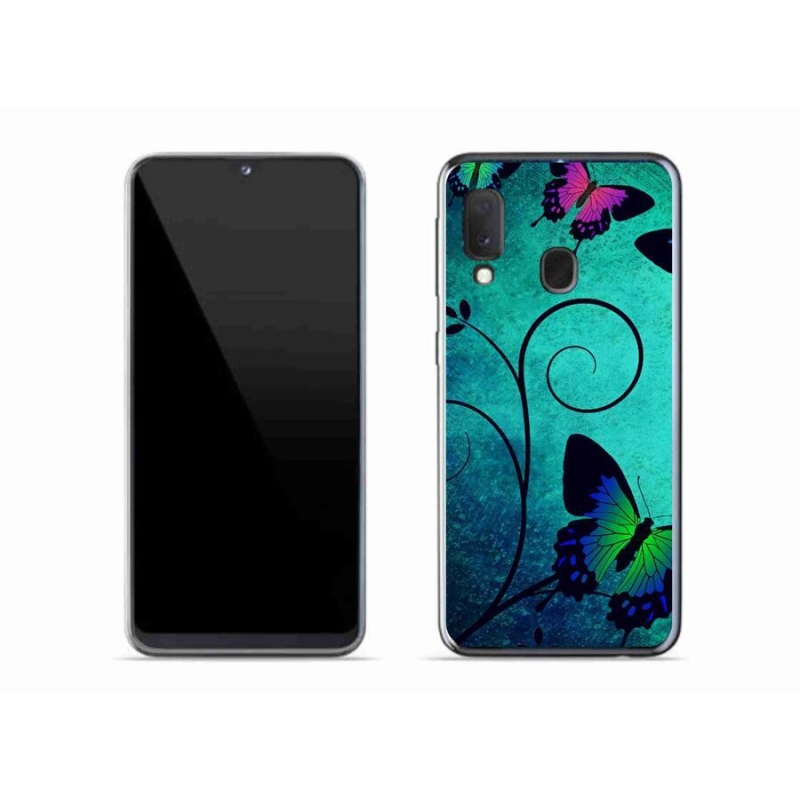 Gelový kryt mmCase na mobil Samsung Galaxy A20e - barevní motýli
