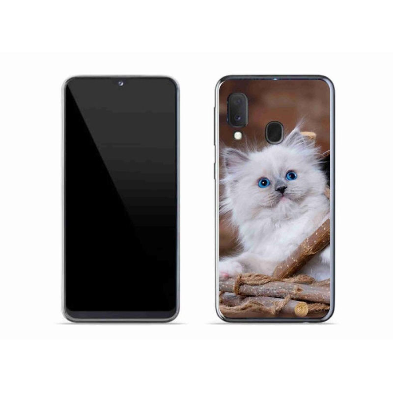 Gelový kryt mmCase na mobil Samsung Galaxy A20e - bílé kotě