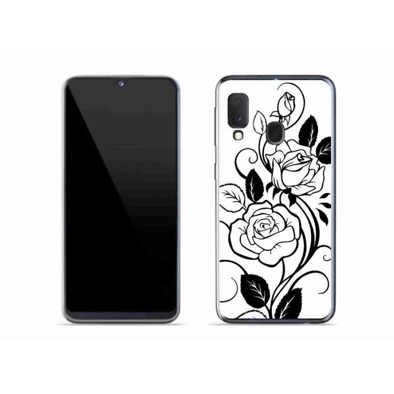 Gelový kryt mmCase na mobil Samsung Galaxy A20e - černobílá růže