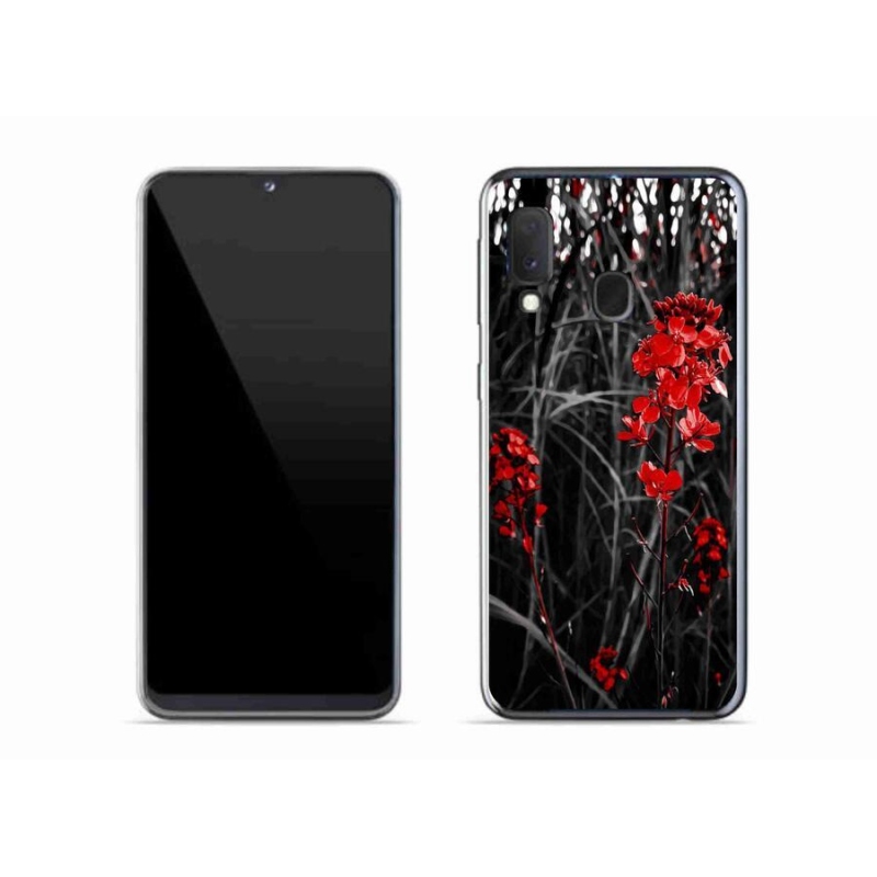Gelový kryt mmCase na mobil Samsung Galaxy A20e - červená rostlina