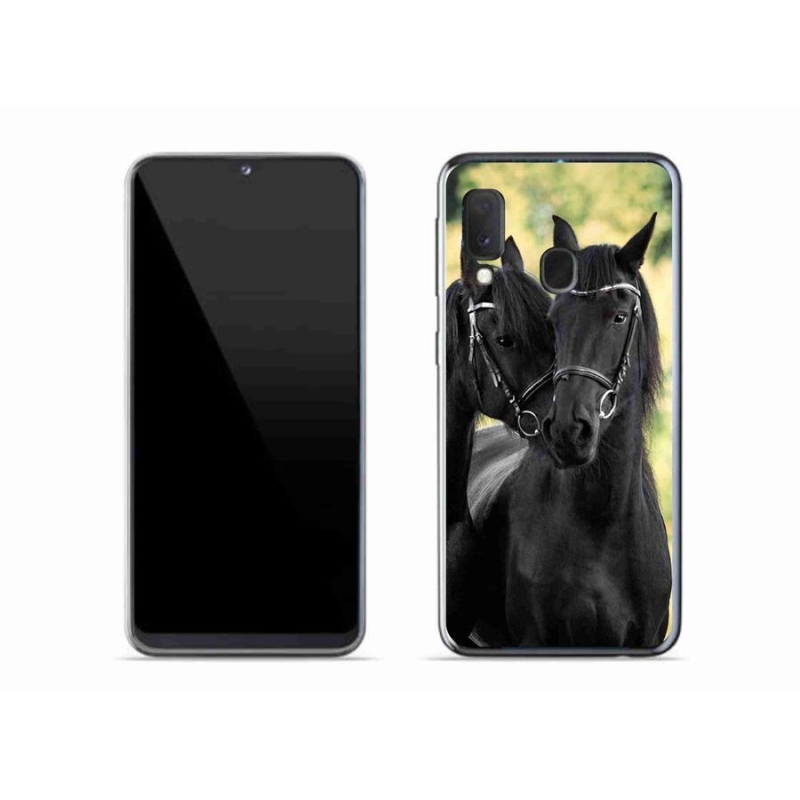 Gelový kryt mmCase na mobil Samsung Galaxy A20e - dva černí koně