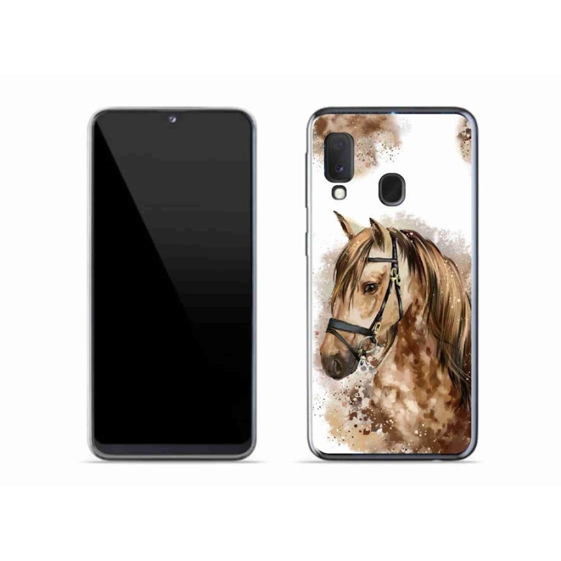 Gelový kryt mmCase na mobil Samsung Galaxy A20e - hnědý kreslený kůň