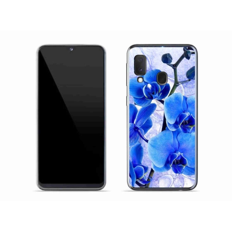Gelový kryt mmCase na mobil Samsung Galaxy A20e - modré květy