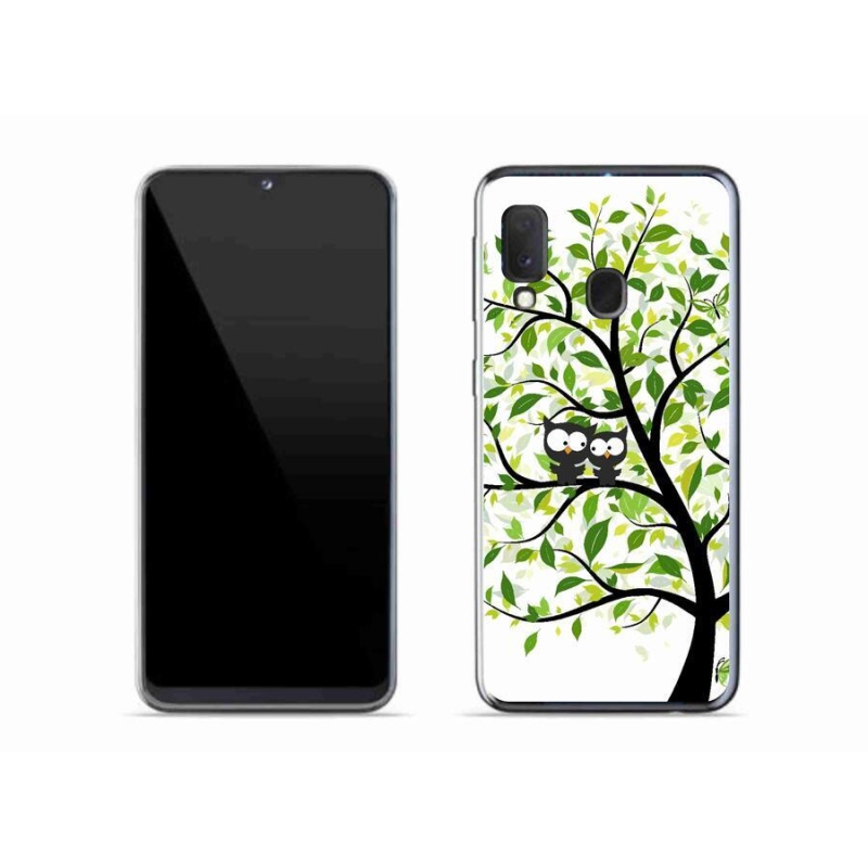 Gelový kryt mmCase na mobil Samsung Galaxy A20e - sovičky na stromě