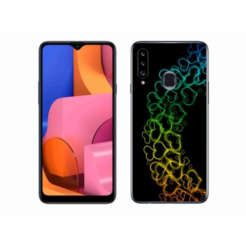 Gelový kryt mmCase na mobil Samsung Galaxy A20s - barevná srdíčka