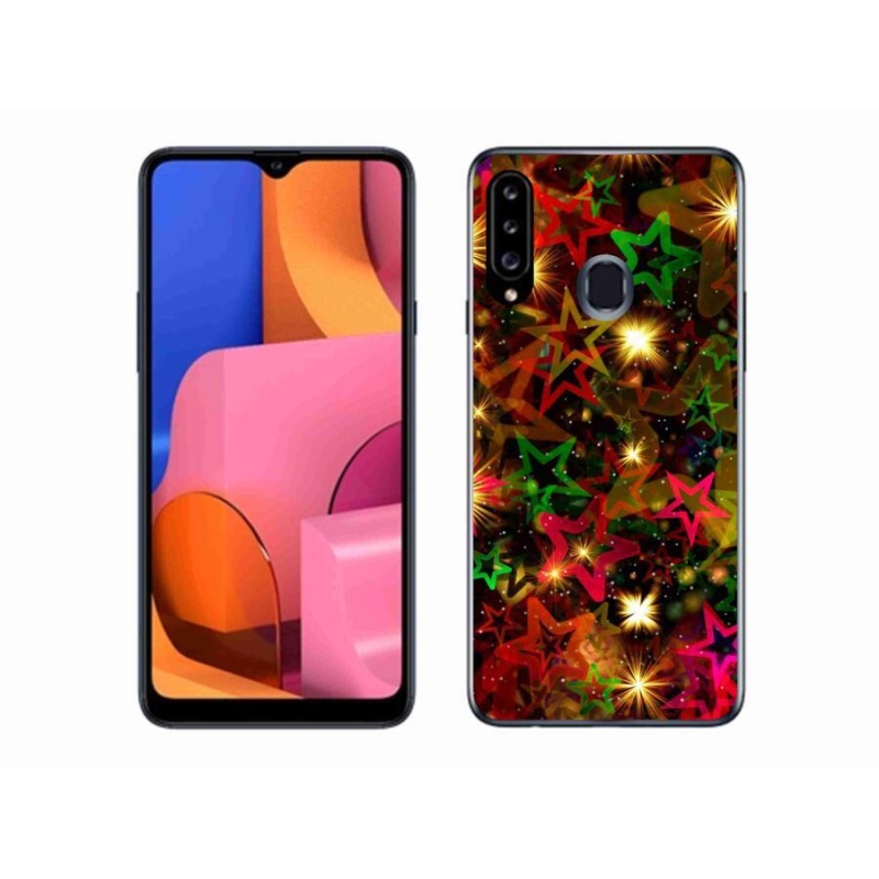 Gelový kryt mmCase na mobil Samsung Galaxy A20s - barevné hvězdičky