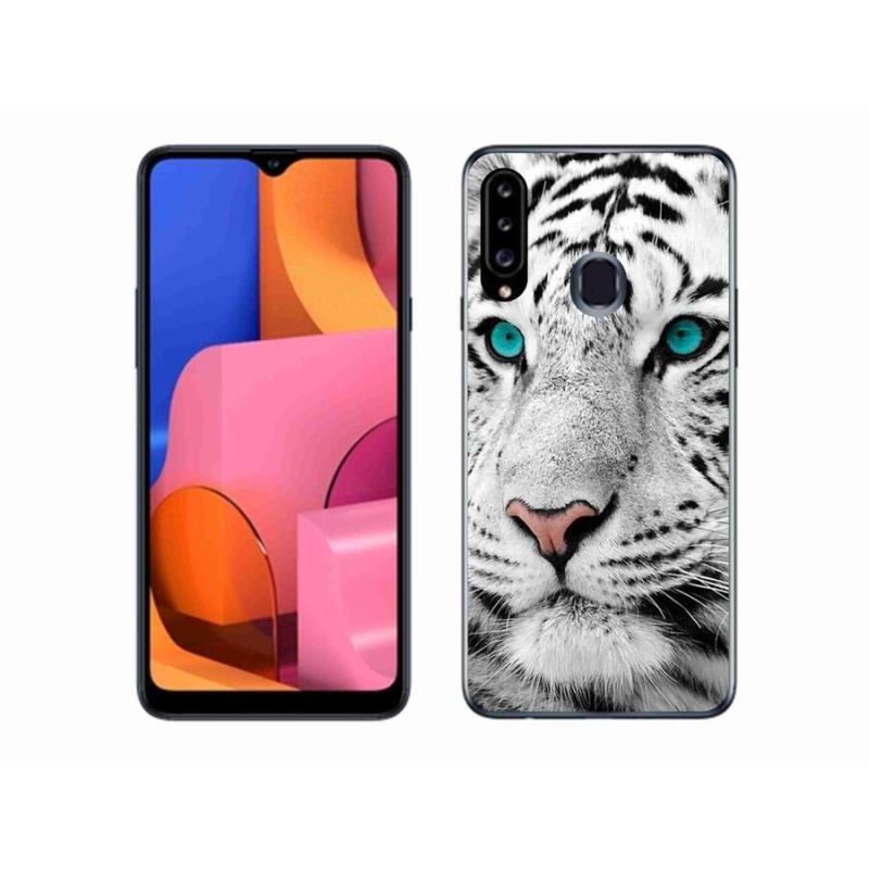 Gelový kryt mmCase na mobil Samsung Galaxy A20s - bílý tygr