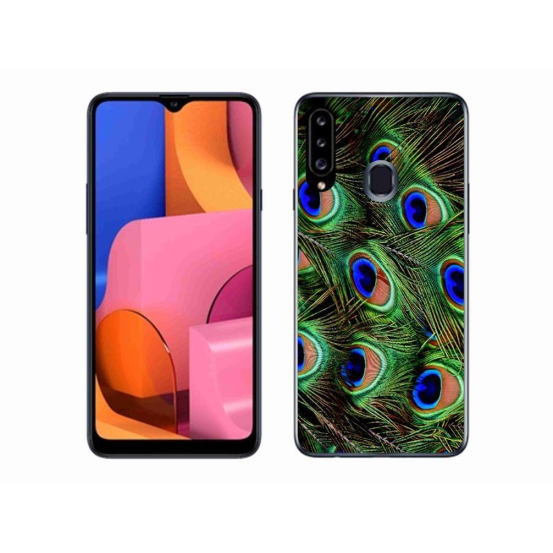 Gelový kryt mmCase na mobil Samsung Galaxy A20S - paví peří